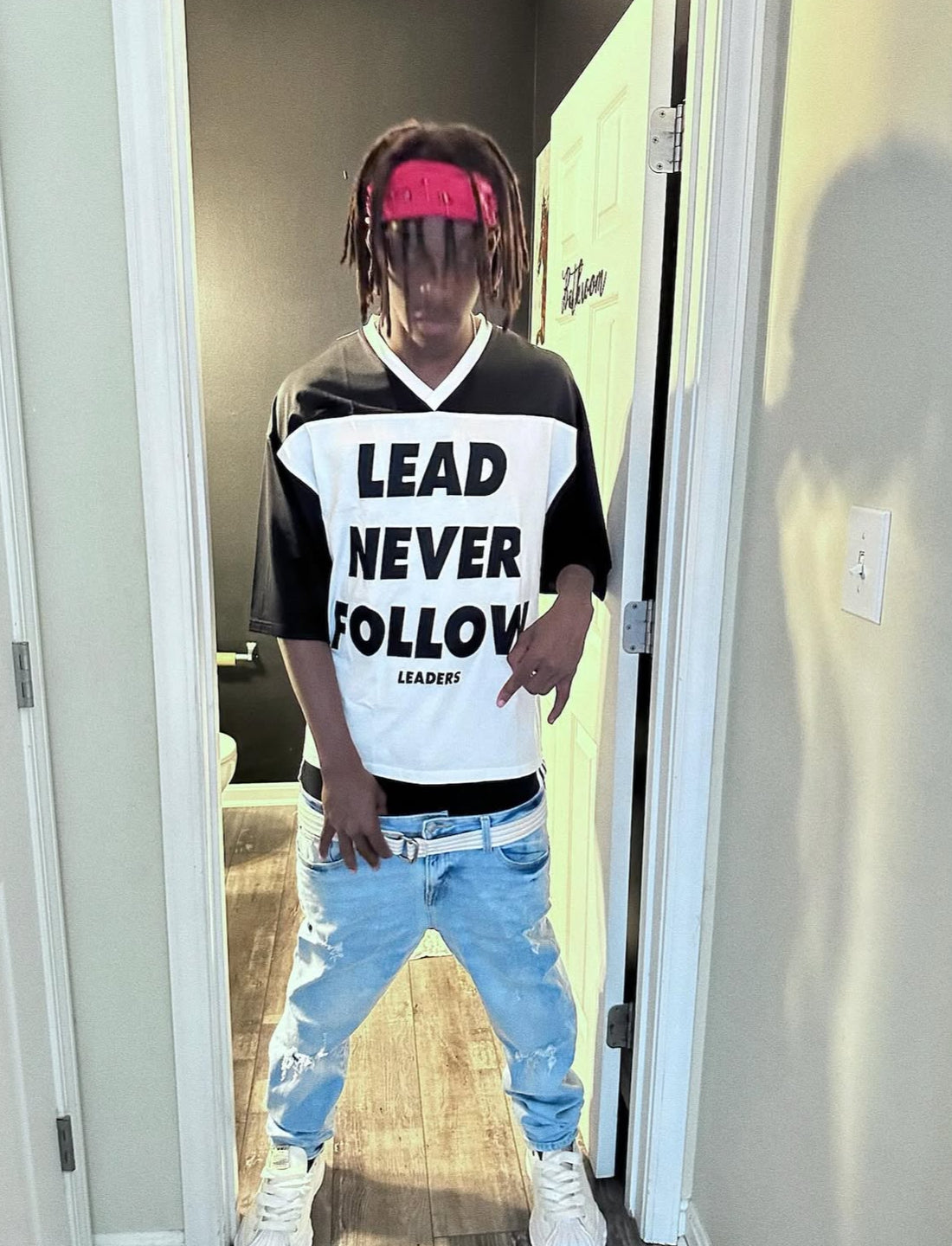 ‘lead never follow’ jersey